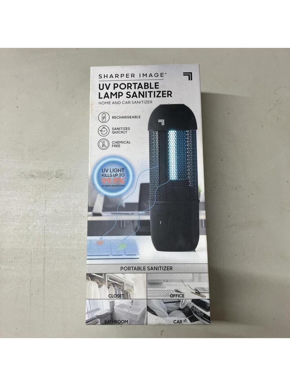 New, Sharper Image Home and Car Sanitizer Portable Lamp Sanitizer Black